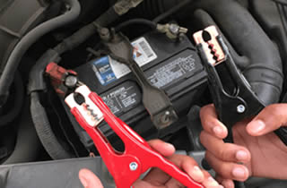 Flat battery, jump starting car